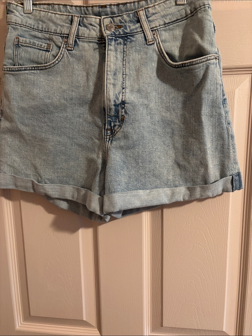 Women's Light Blue Rolled Hem Jean Shorts